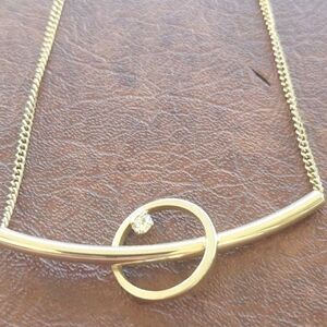 VINTAGE Sarah Coventry CANADA Modernist Curved Bar Circle Rhinestone Necklace